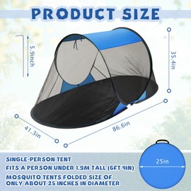 Wowangce 2 Pcs Pop up Mosquito Tent Outdoor for Camping One Person Bug Net Pop up Screen Tents Foldable Portable Waterproof Freestanding Insect Net for Summer Camp Bed Camping(Blue)