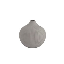Storefactory - Vase, Flower Vase - Frog Baking - Ceramic - Ribbed - Colour: Light Grey - (Diameter x Height) 13 x 13 cm - Size: Medium