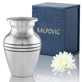 Aerospace-Grade Aluminum Urn for Adult Male Ashes - Lightweight Cremation Urn for Human Ashes, Modern Keepsake Urn with Secure Seal, Durable Memorial Container for Lasting Tribute （Silver-line）