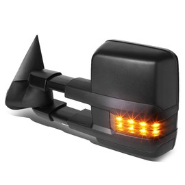 Auto Dynasty Left Side Black Power Heated Smoked LED Turn Signal Light Tow Mirror Compatible with Silverado Tahoe Sierra Yukon