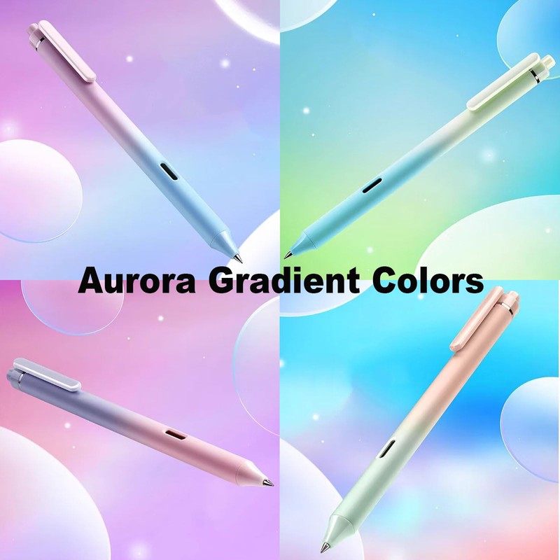 Archic Silent-Press Retractable Ballpoint Black Gel Ink Pens 0.5mm Gradient
