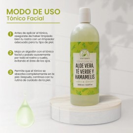 Tónico Facial Áloe Vera, Té Verde & Hamamelis (1 Litro) Tipo De Piel Todo Tipo De Piel