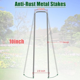 OUPSAUI 10 Inch Galvanized Landscape Staples Stakes, 12/25/50/100/200pcs Garden Metal Stakes for Weed Barrier Fabric, Fence Stakes, Tent Stakes, Christmas Decorations (25pcs)