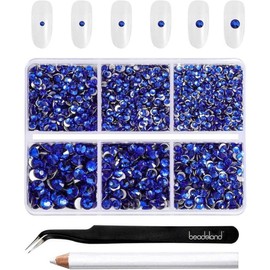 Beadsland 4300 Pieces Flatback Rhinestones Glass Rhinestones Round Rhinestones for Nail Jewelry Crafts Mixed Size Kit SS6-SS20, 1 Piece, Sapphire / Beadsland(비즈랜드) 4300피스 플랫백 라인석 유리 라인석 네일 보석 공예용 원형 라인석 혼합 크기 키트 SS6-SS20, 1개, 사파이어