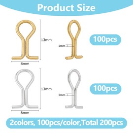 SUPERFINDINGS 200Pcs 2 Colors Fishing Sinker Eyes Eyelet Brass Sinker Eyes Eyelets DIY Fishing Lures Eyelet Silver Golden Loop Fishing Sinker for Weight Molds Tackle Accessories