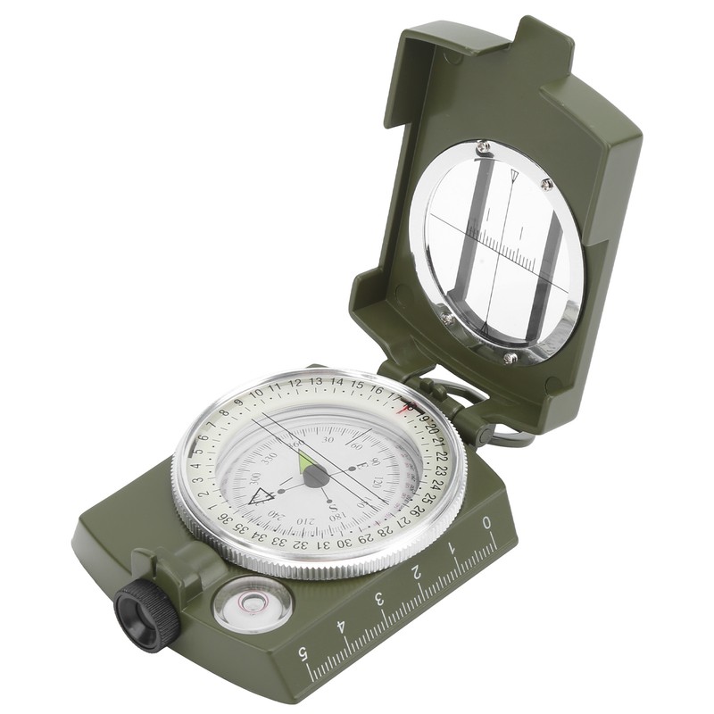 DC60‑2A Aluminium Alloy Foldable Multifunctional Luminous Compass Outdoor SuppliesArmy Green