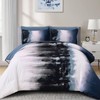 Dinjoy Ombre Blue Comforter Set King Size Gradient Navy Blue