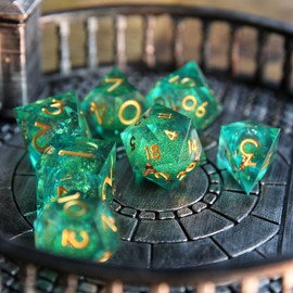 DND Dice Set Quicksand Polyhedral Resin Game Dice Sharp Edged D&D Role Play Dice for Dungeons and Dragons RPG MTG Ttrpg Pathfinder Role Playing Game D20 D12 D10 D8 D6 D4 with Gift Box