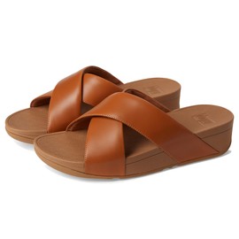 Fitflop Women's LULU Cross Slide-Leather Sandal, Light Tan, 7
