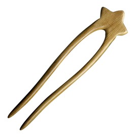 Outanaya U Shaped Wood Hair Stick for Buns with Star Accents Elegant Chinese Style Hair Jewelry Pin for Womens Updo Hairstyles for Parties and Daily Wear