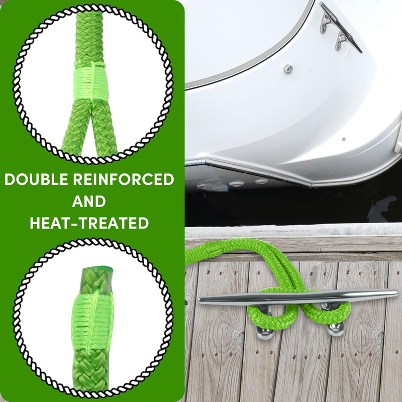 Dock Lines Boat Ropes for Docking 3/8" x15' Double Braided