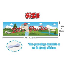 Let’s Partee Banner 7.8 x 1.9 ft, Golf Birthday Decoration, Funny Golf Let’t Party Photography Background, Golf Retirement Party Photo Booth Props for Golfer Fans