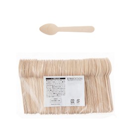 Strix Design SD-041 Wooden Dessert Spoons, 100 Pieces, Natural Wood, 4.2 inches (10.8 cm), Unbleached, Commercial Use, Disposable, Outdoors, Cafes, Events, Birch