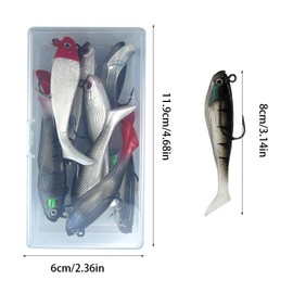 suaywo Rubber Fish 10 Piece Fishing Lure Set with 1 Transparent Plastic Box Fishing Bait Jig Heads Predator Pike Bait Set for Saltwater Fish and Freshwater Fish Suitable Fishing Gifts for Men