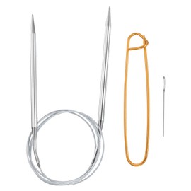 HARFINGTON Circular Knitting Needles 47" Stainless Steel US 10/6.0mm Knitting Needles 5.51" with Knitting Stitch Holder for Fast Knitting Tip to Tip Sweater Scarves Necklaces