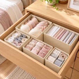 Foldable Underwear Organizer for Drawer Storage – 6/12-Piece Polyester Set for Bras, Socks and Closet Organization