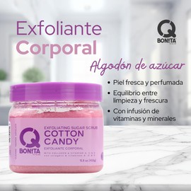 Q Bonita Exfoliante Corporal. Azuca Rosa y Vitaminas. Sugar Scrub 450g (Cotton Candy)