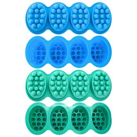 Hedume - Paquete de 4 moldes de silicona para jabón de barra de masaje, SJ moldes de silicona de 4 cavidades para masaje, antiadherentes y libres de BPA, moldes de jabón hechos a mano para hacer