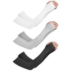 Arm Sleeves 3 Paar Kühlung UV-Schutz Arm Sleeves für Damen Herren Sonnenschutz Armlinge für Radfahren, Fahren, Outdoor Sport, Golf, Wandern, Angeln (Daumenloch)