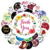 60Pcs Thank You Themed Stickers, Elegant Floral Round Waterproof Vinyl