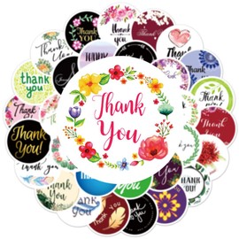 60Pcs Thank You Themed Stickers, Elegant Floral Round Waterproof Vinyl Decor for Gift Wrapping Envelopes, Gratitude Gifts for All Occasions(Thank You)