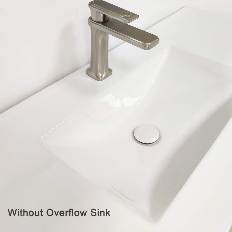 GZILA Vessel Sink Drain Without Overflow, White Pop-Up Drain With