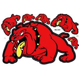 1 Sheet - Bulldog Dog Red Sticker Motorsport Motocross Car Scooter Tuning Sticker Film 1 Sheet 270 mm x 180 mm Weatherproof or also for Model Making