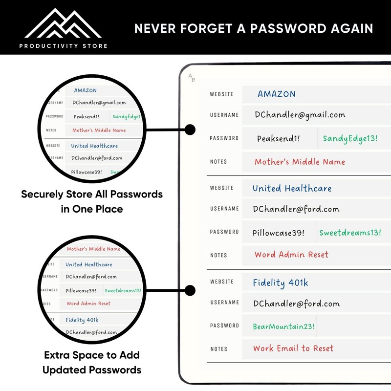 PRODUCTIVITY STORE Best Password Book With Alphabetical Tabs | Password