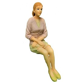 Melody Jane Dolls House Modern Sitting Woman Pink Cardi 1:12 People Resin Figure