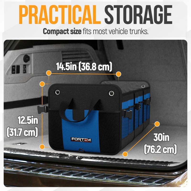 FORTEM Trunk Organizer For SUV Car Organizer and Storage, Multi-Compartment