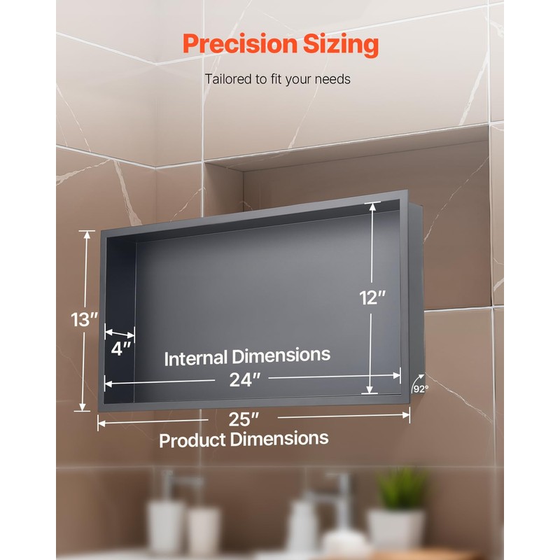 VEVOR Shower Niche, 13 x 25 x 4 inch Recessed