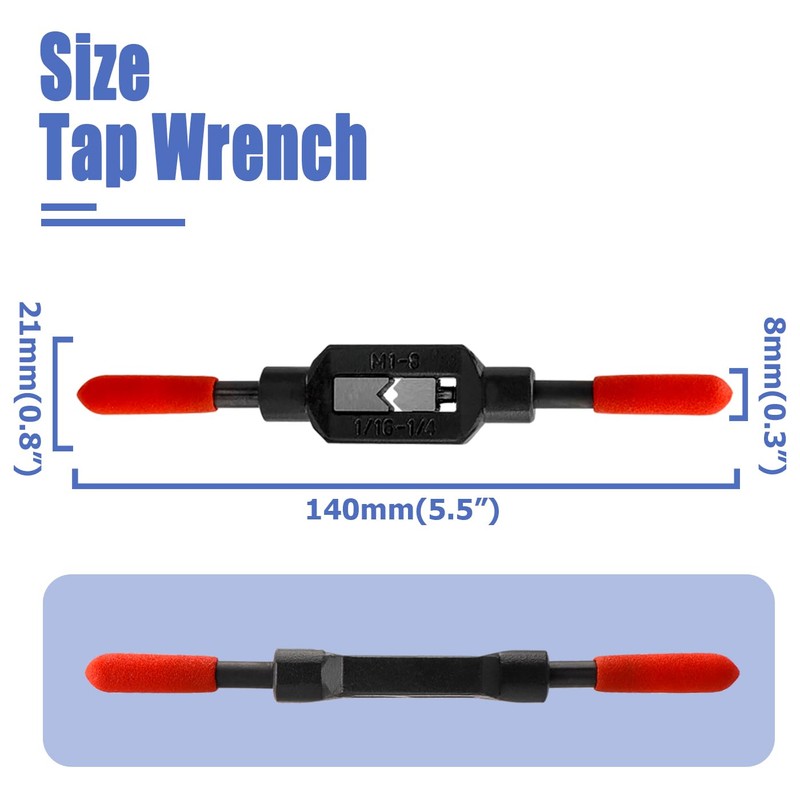 Mesee Adjustable Tap Wrench Plastic Dipped Handle Thread Tap Holder