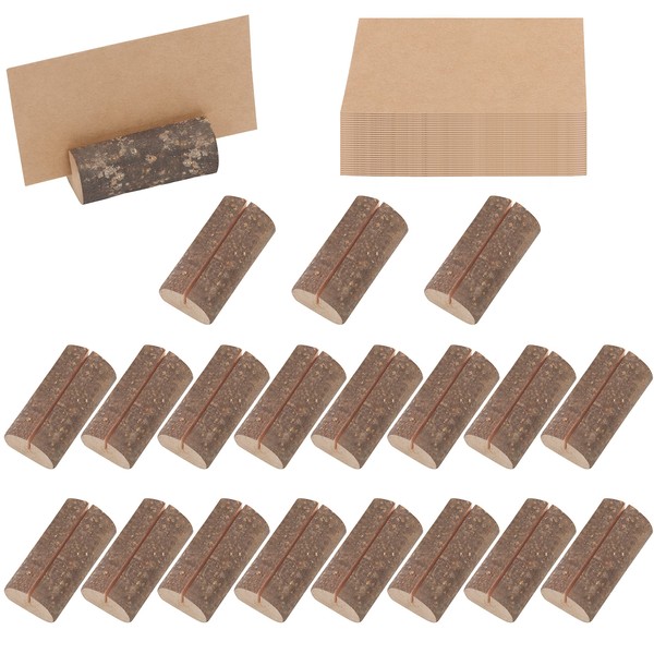 BELLE VOUS 20 Pack Place Card Holders - Rustic Wooden