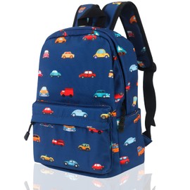Kids Backpack Boys Larger Backpack Toddler Backpack Children's School Bag Backpack Rucksack Bag children Preschool Bag Kindergarten Toddler Canvas Backpack (Dark Blue Car, XL)