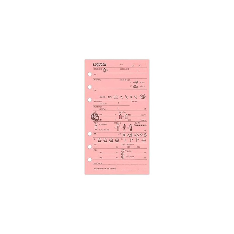 Spare Log Log Book Diving Log Refill 6 Hole Log