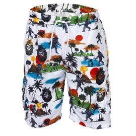 Funny Guy Mugs Mens Lightweight Quick Dry Swim Trunks with Mesh Lining and Zippered Pockets (Bigfoot, Medium)