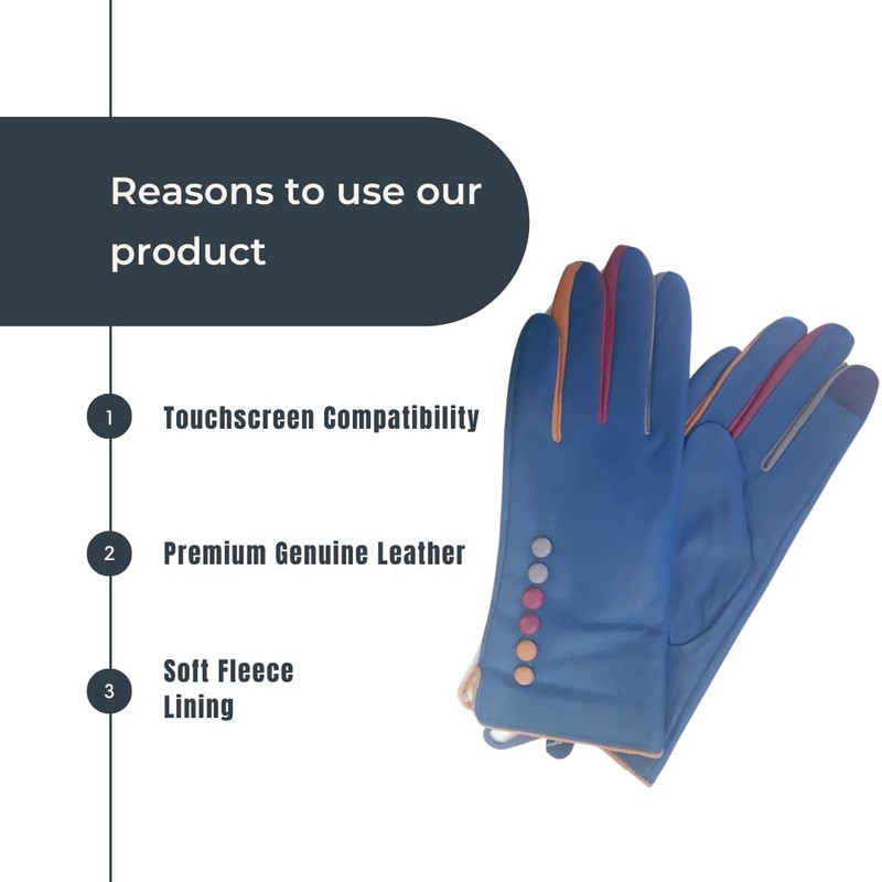 Vera Tucci TIFFANY G01 Leather Multi Colour Button & Fingers