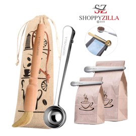 Shoppyzilla Coffee Machine Cleaning Kit with Microfiber Cleaning Cloth, Coffee Bar Accessories, Cleaning Brush, Measuring Spoon with Clip, Descaler Powder - Essential Kitchen Gadgets