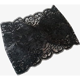 Oyabridal 7.2'' Wide Stretchy Headbands for Women's Hair Lace Headband for Women Lace Headcovering Church (Black)