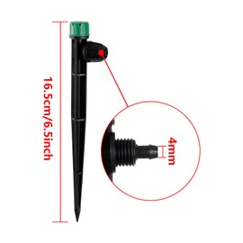 50pcs Drip Irrigation Emitters for 1/4" Drip Irrigation Tubing Adjustable 360 Degree Water Flow Drippers on 6.5" Sturdy Stake with Lock Barbed Irrigation Drippers for Watering System
