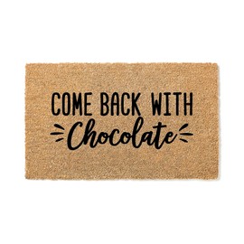WoodByStu Housewarming Gift, Funny Doormat, Doormat, Cute Welcome Mat, Door Mat, Come Back with Chocolate, Funny Gift, Welcome Closing Door Home Housewarming, House Warming 1155stk