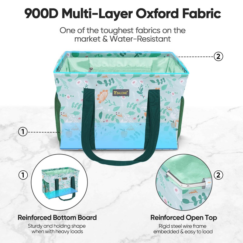 BALEINE Extra Large Utility Tote Bag with Wire Frame for