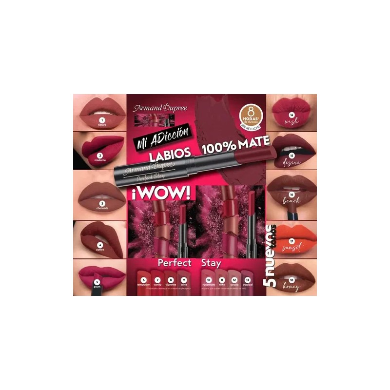 2 Labial Mate Armand Dupree Perfect Stay Tono A Elegir