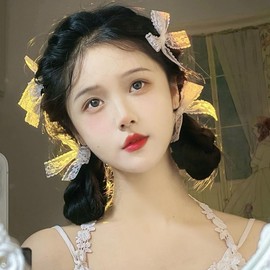 Small Lace Hair Bow Clips for Women Hair Bows for Girls White Lace Bow for Hair Bow Accessories Decorative Hair Clips for Styling Bowknot Hair Barrette Clip Fairy Bow Hair Clip 4Pcs