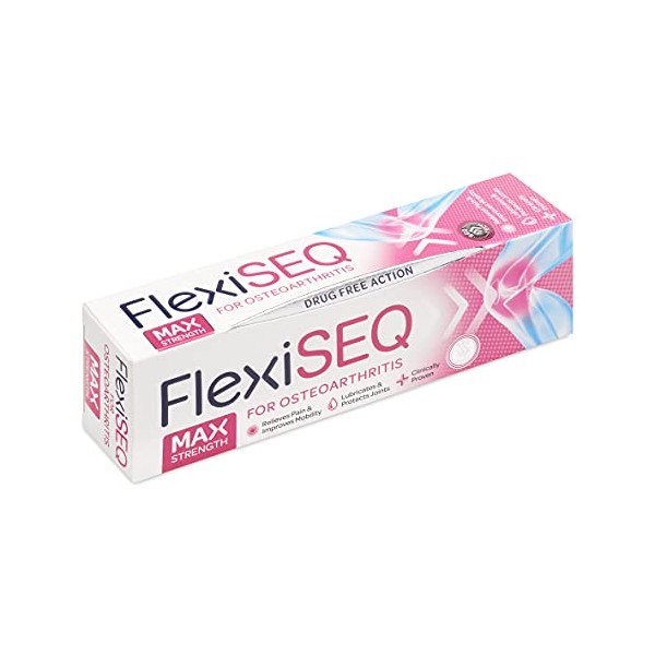 FlexiSEQ 100g Max Strength Topical Gel, Drug-Free, Joint Pain Relief Gel for Knees, Hips, Feet, Hands etc