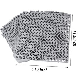 SOUJOY 12 Pieces Modular Interlocking Cushion, 11.6" x 11.6" Rubber Floor Tiles with Holes, Non-Slip Splicing Drainage Mat for Pool Shower Bathroom Kitchen Patio Balcony Yard Pet Area