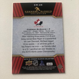 2015-16 Upper Deck Hockey Connor McDavid Collection #CM25 Connor McDavid Rookie Card RC Hockey Card Canada