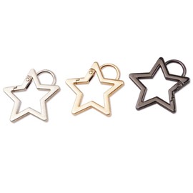 3Pc Silver Star Shaped Stainless Steel Keychain Clip Carabiner Snap Hook Holder Star Carabiner Hook Clip Key Holder Carabiner Clip for Keys and Wallet with Key Chain Rings Accessories (S)