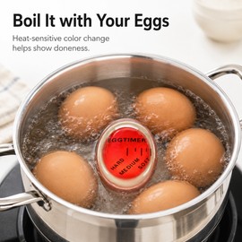 Color Changing Egg Timer for Boiling – Reusable Resin Egg Doneness Indicator with Soft, Medium & Hard Levels, Red