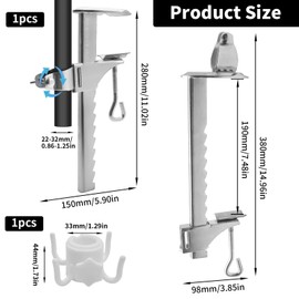 ZHIYUQL Parasol Holder Balcony Umbrella Holder Balcony Railing Parasol Stand Balcony Holder for Parasols and Patio Clamping Area 0-19 cm Umbrella Stand with Hanging Hook